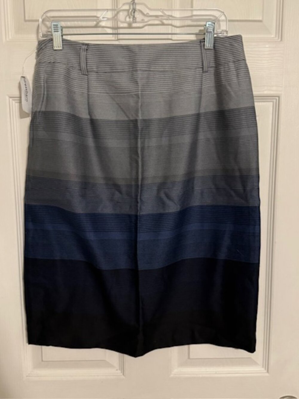 NWT Roz & Ali (Dressbarn) Blue and Gray Pencil Skirt, Women's Size 10